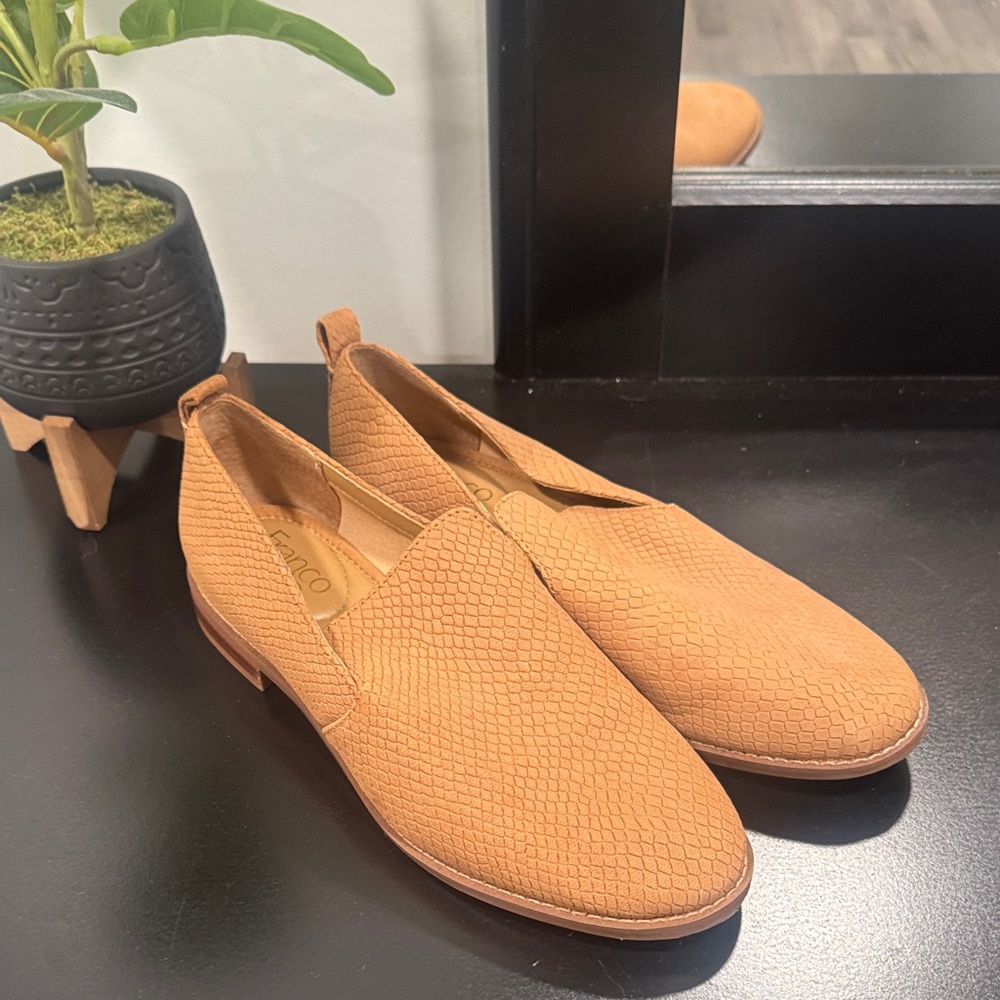Franco Sarto Tan Leather Slip-On Loafers